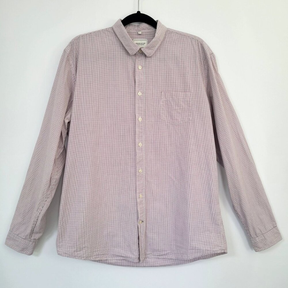 Frank & Oak Rue St-Viateur Red Micro Check Long Sleeve Button Down Shirt